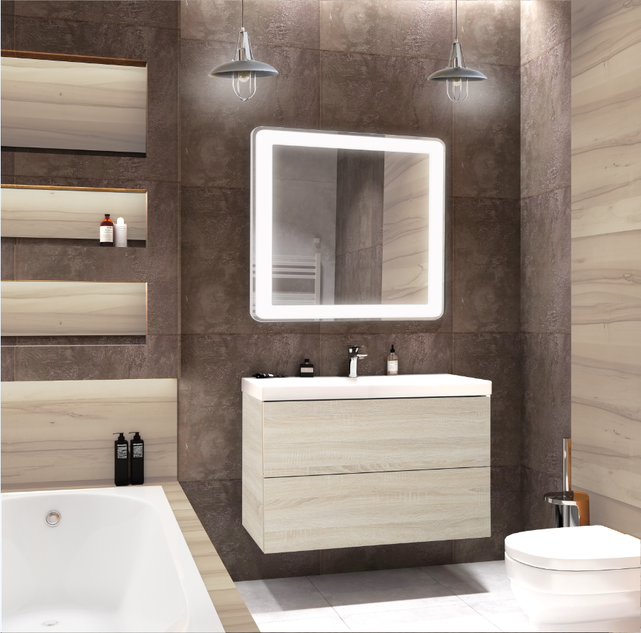 Мебель для ванной Art&Max Verona Push 100 см дуб сонома светлый
