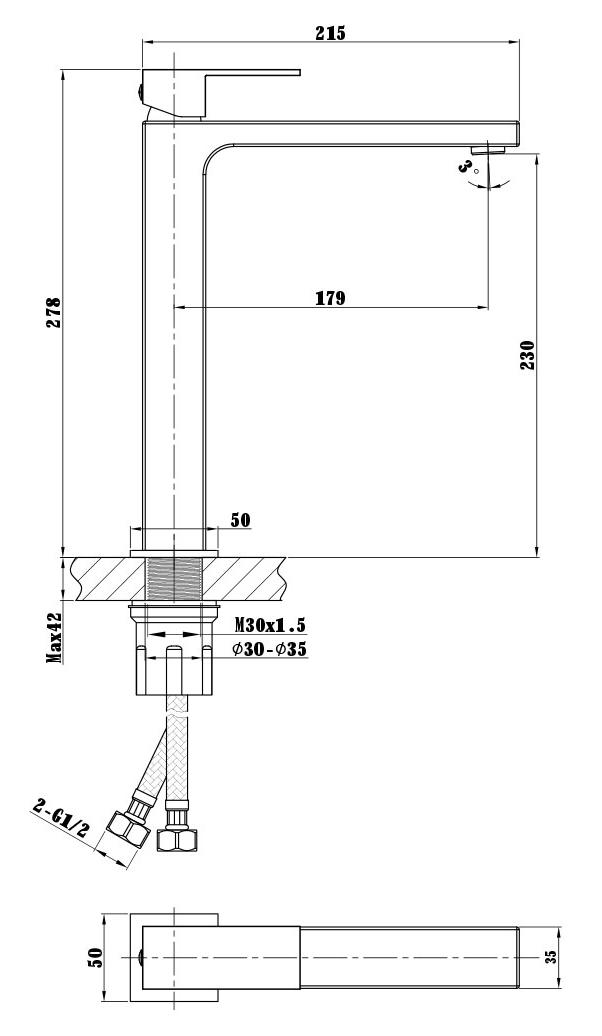 Смеситель для раковины Vincea Cube VBF-1C02CH хром