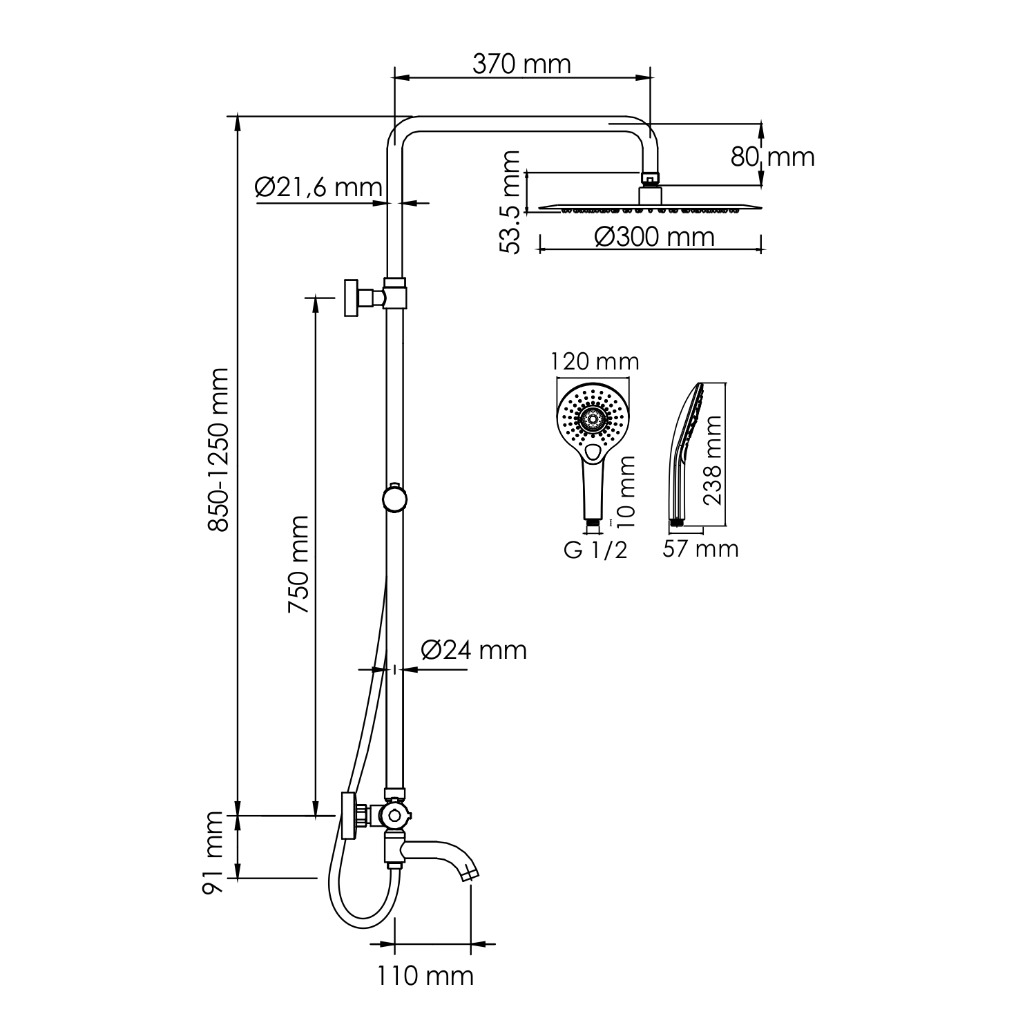 Душевая стойка WasserKRAFT A188.116.101.087.CH Thermo с термостатом, хром