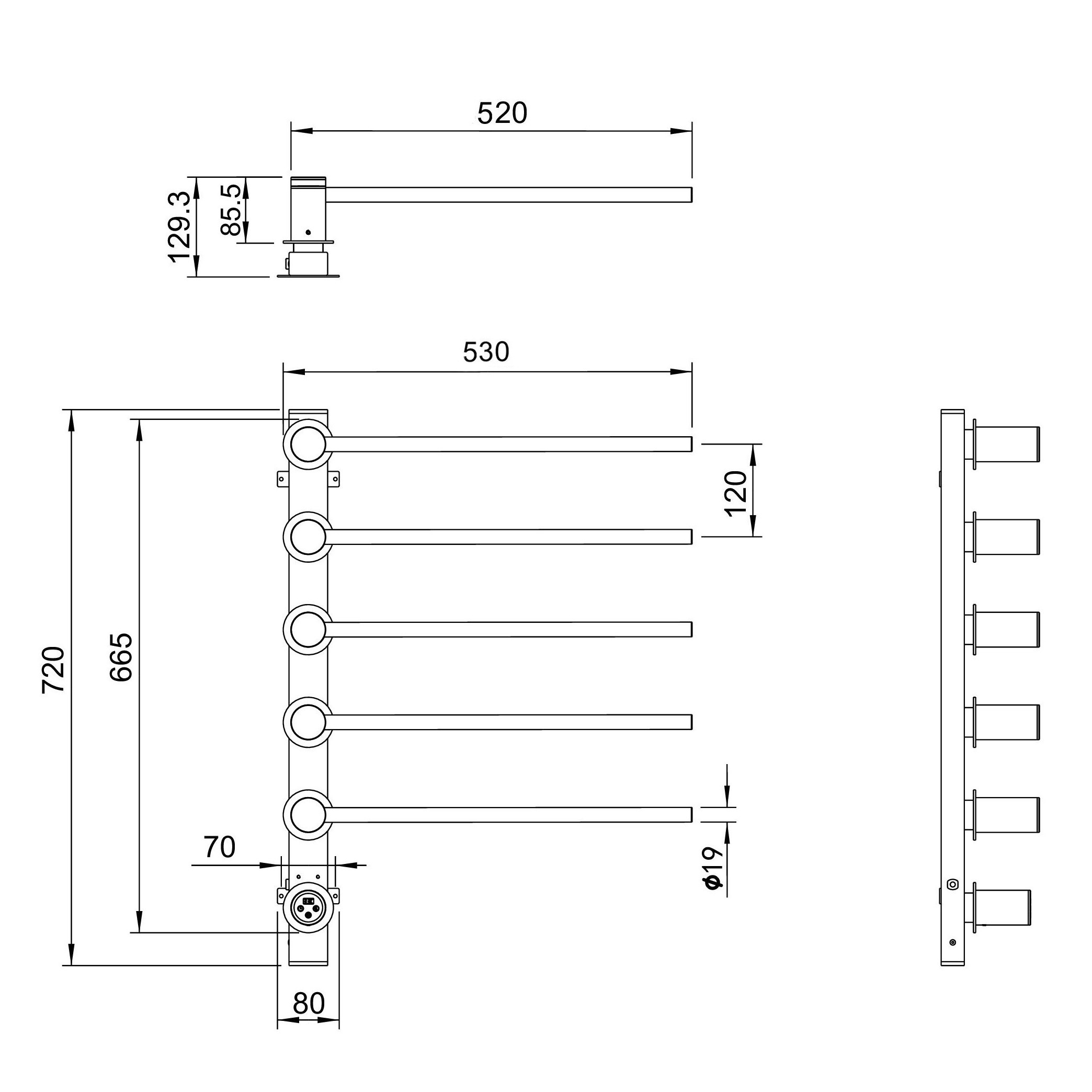 Полотенцесушитель электрический Wonzon&Woghand Hamburg WW-AL315-MB черный матовый