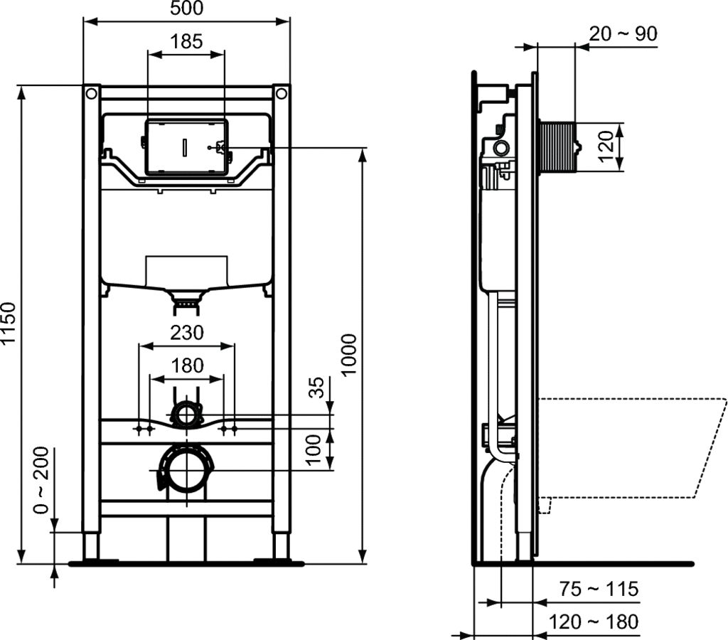 Подвесной унитаз Ideal Standard Tesi V0001D комплект 4 в 1