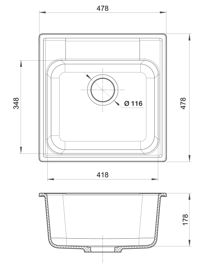Кухонная мойка GranFest Quarz GF-Z48 48 см серый