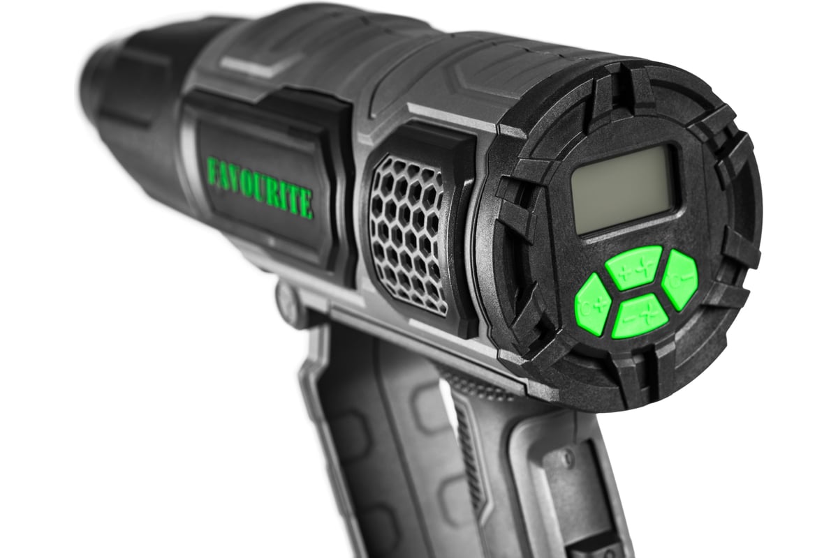 Технический фен Favourite 2000 Вт, 2 режима работы, 60/60-600 С, 300-500 л/мин, LCD дисплей, набор насадок FHGP 2000LCD PROF