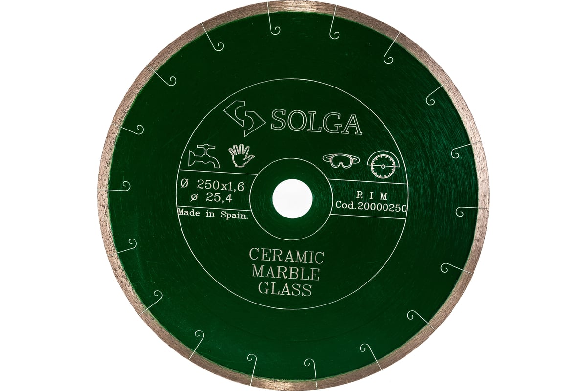Диск алмазный сплошной (250х25,4 мм) CERAMICS MARBLE Solga Diamant 20000250