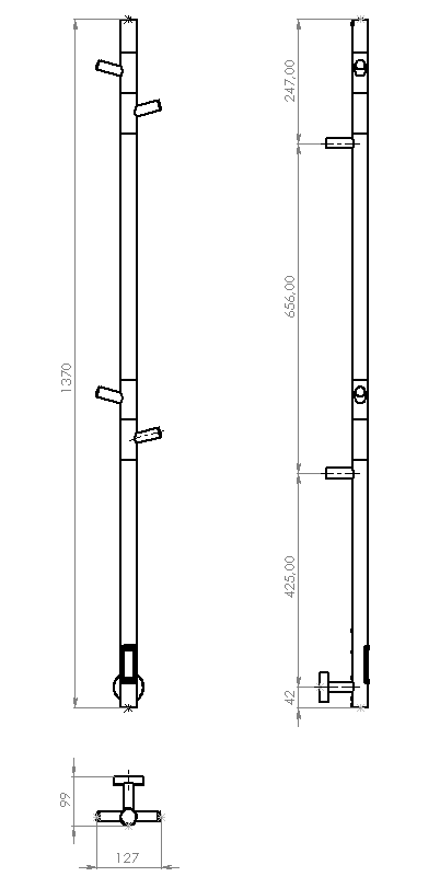 Полотенцесушитель электрический Vincea VTD-1DB1E 12.7x137 черный/золото