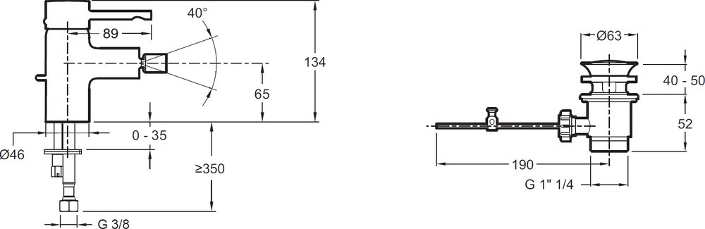 Смеситель для биде Jacob Delafon Cuff E37045-CP