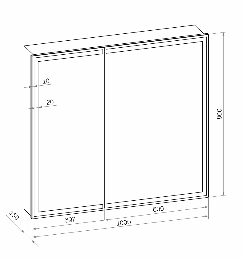 Зеркальный шкаф Континент Allure LED 100x80 с подсветкой, МВК044