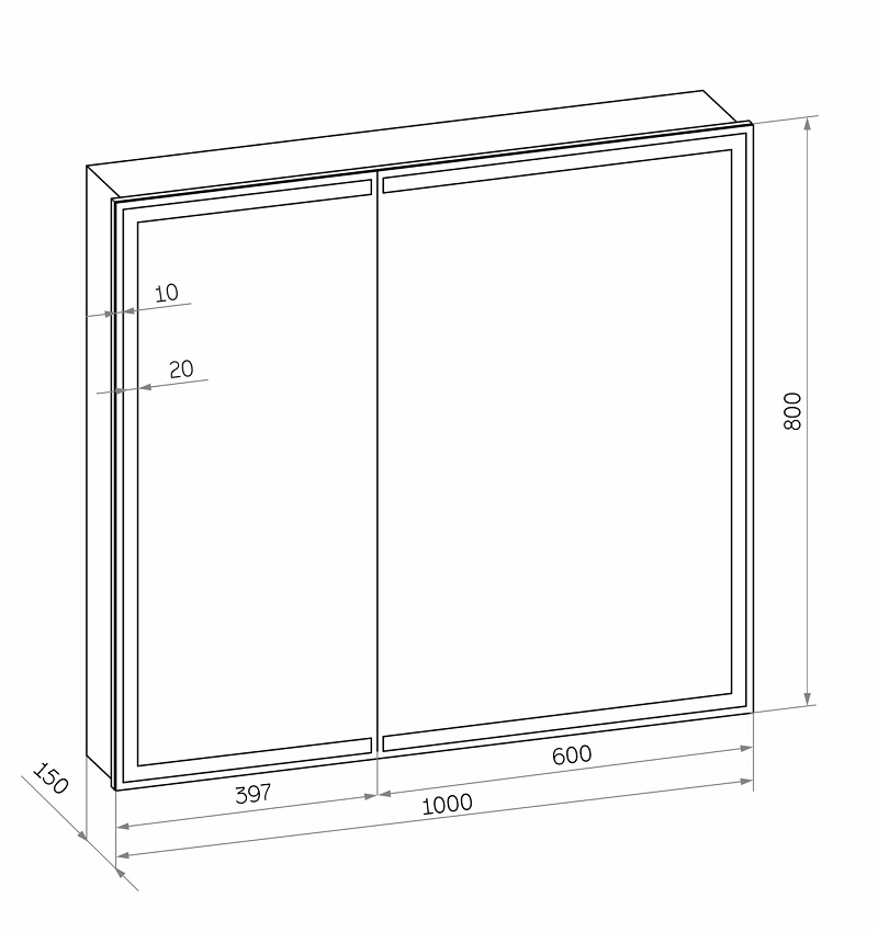 Зеркальный шкаф Континент Allure LED 100x80 с подсветкой, МВК044