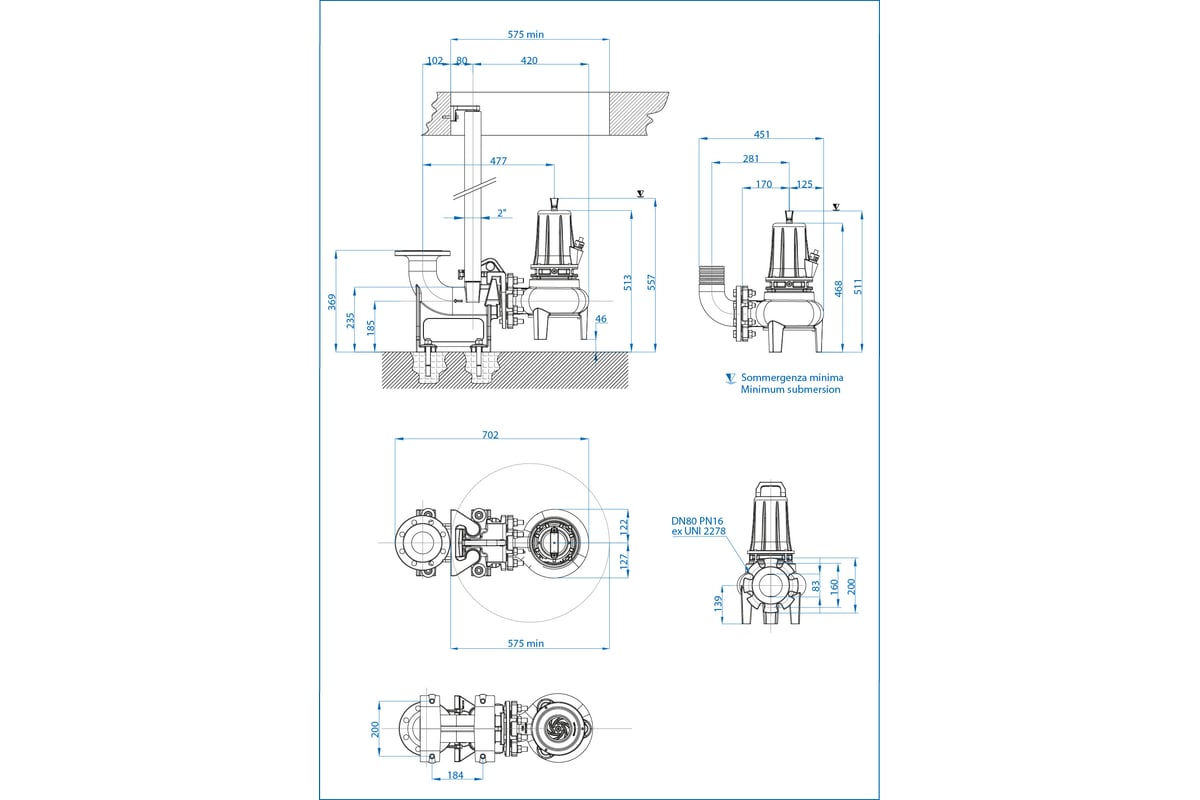 Погружной канализационный насос Dreno Pompe DNB 80-2/220 T 2001544