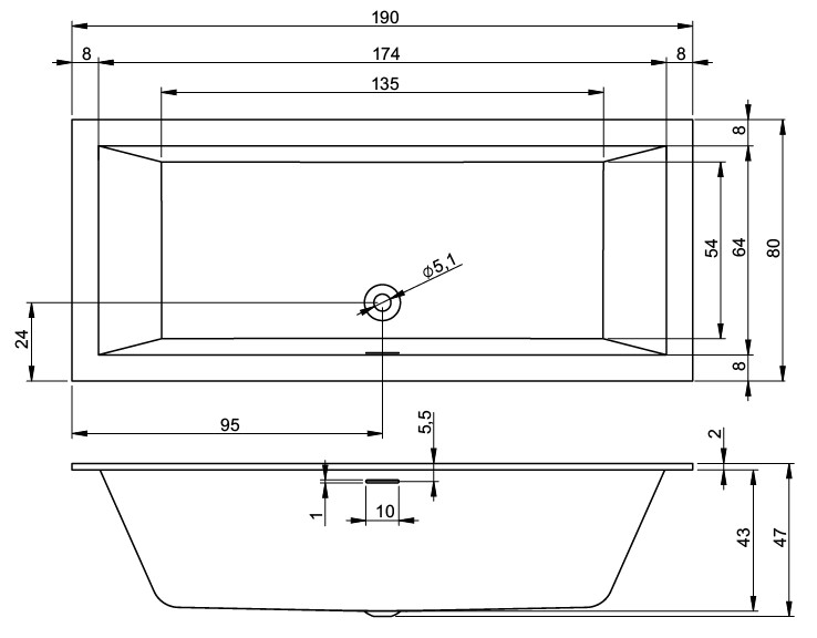 Акриловая ванна Riho Rethink Cubic 190x80 правая