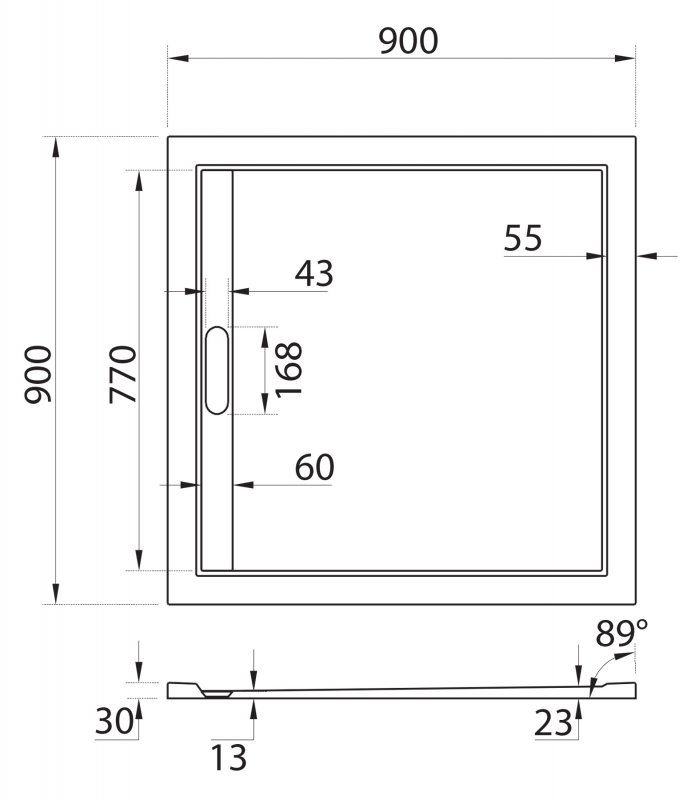 Поддон для душа Cezares TRAY-AS-A-90-30-W 90x90 из мрамора, белый