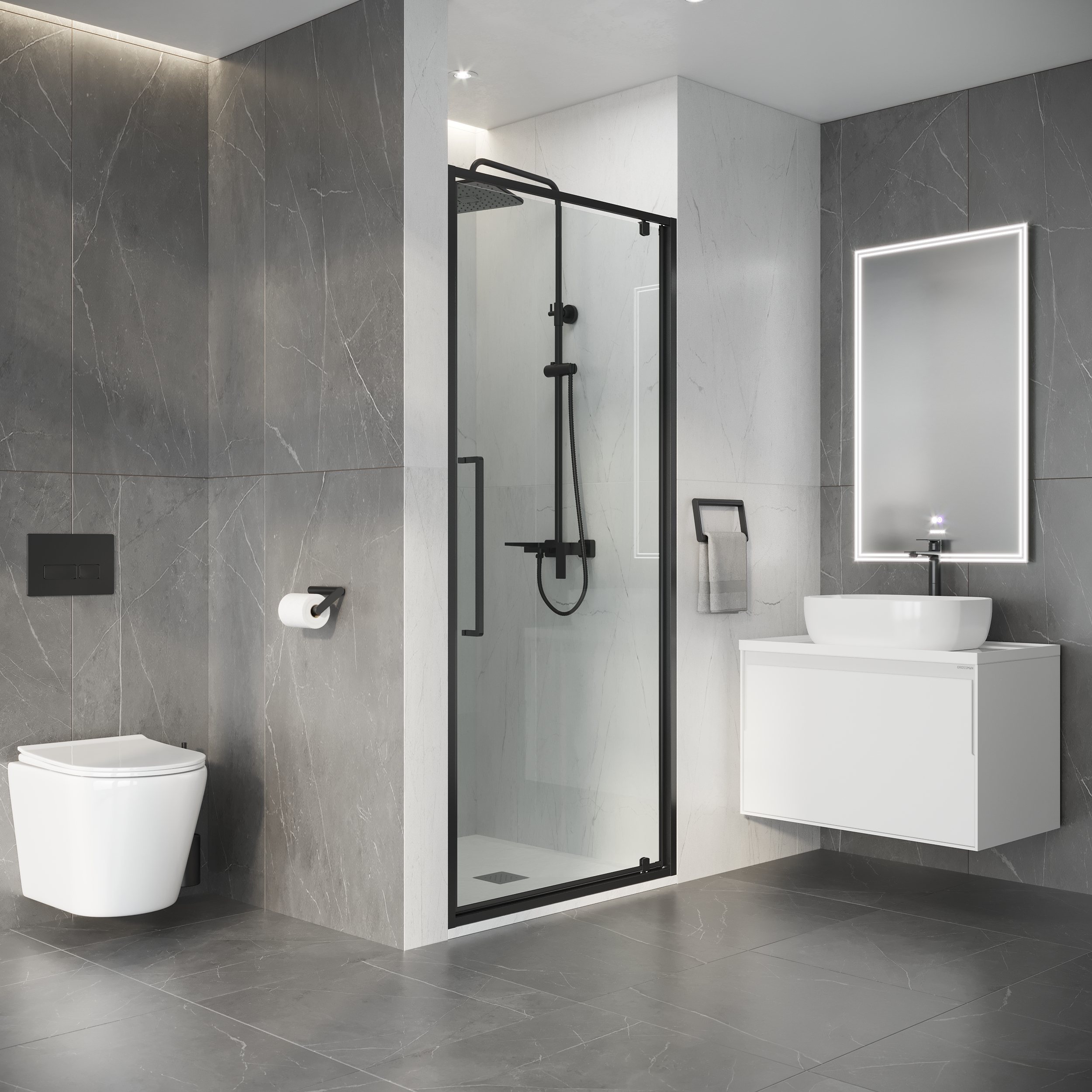 Душевая дверь Niagara Nova 80x195 прозрачное, графит NG-35-8AGR