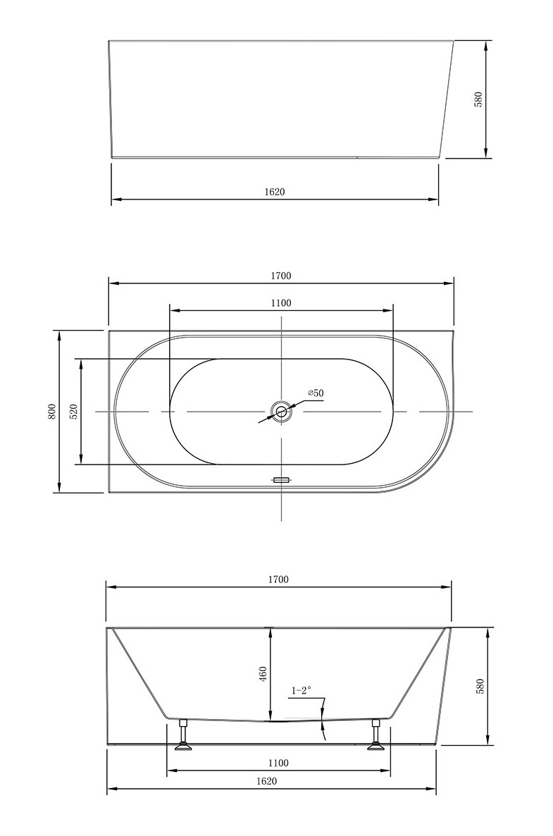 Акриловая ванна Vincea VBT-402 170x80, L