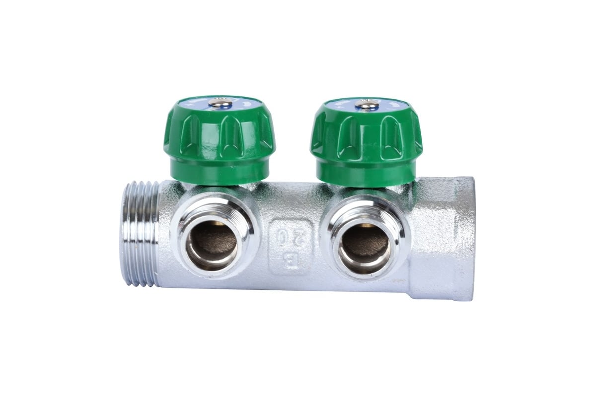 Регулирующий коллектор STOUT 1", 2 отвода 1/2", плоское уплотнение SMB-6849-011202 RG008UJF2PTLGU