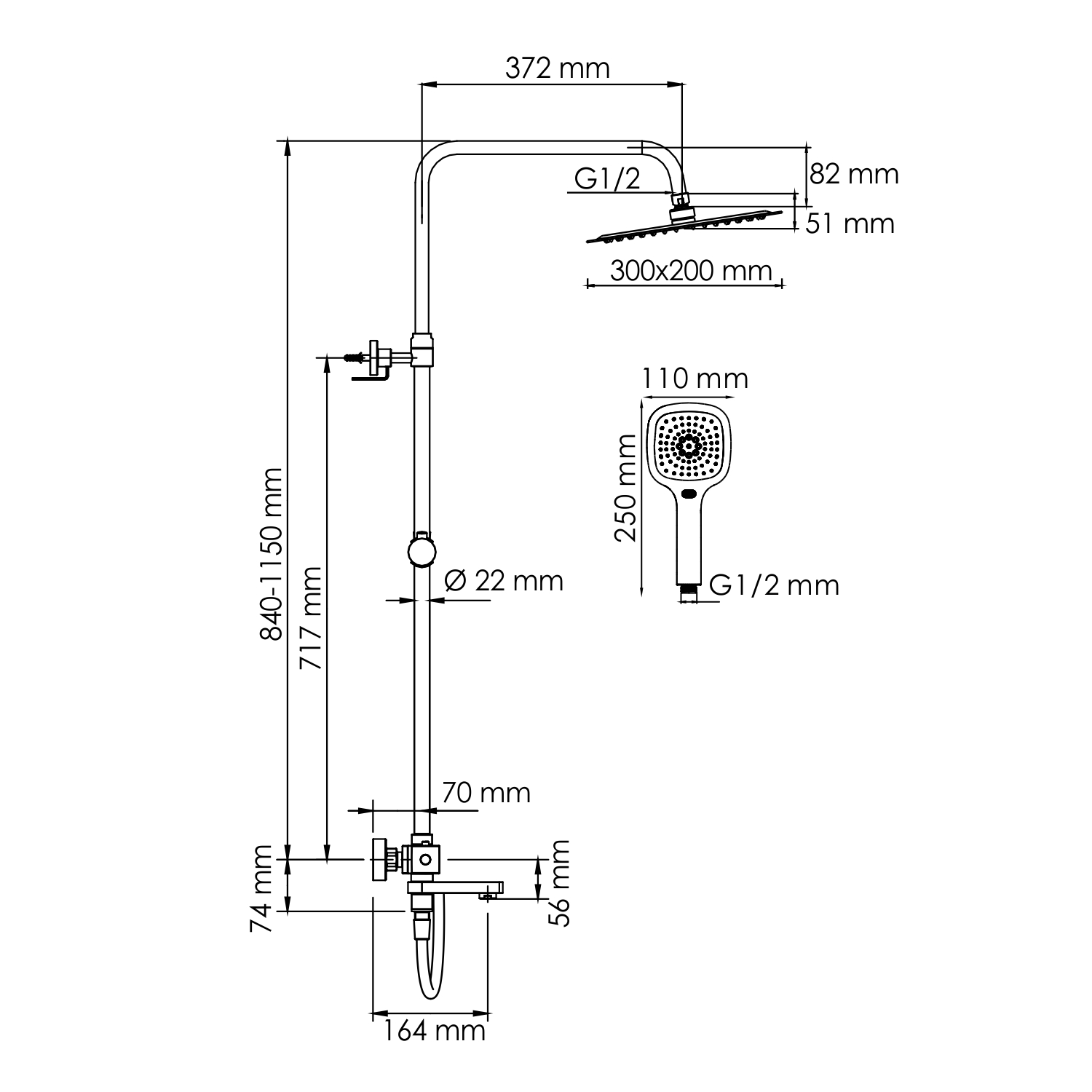 Душевая стойка WasserKRAFT A199.069.065.087.CH Thermo с термостатом, хром