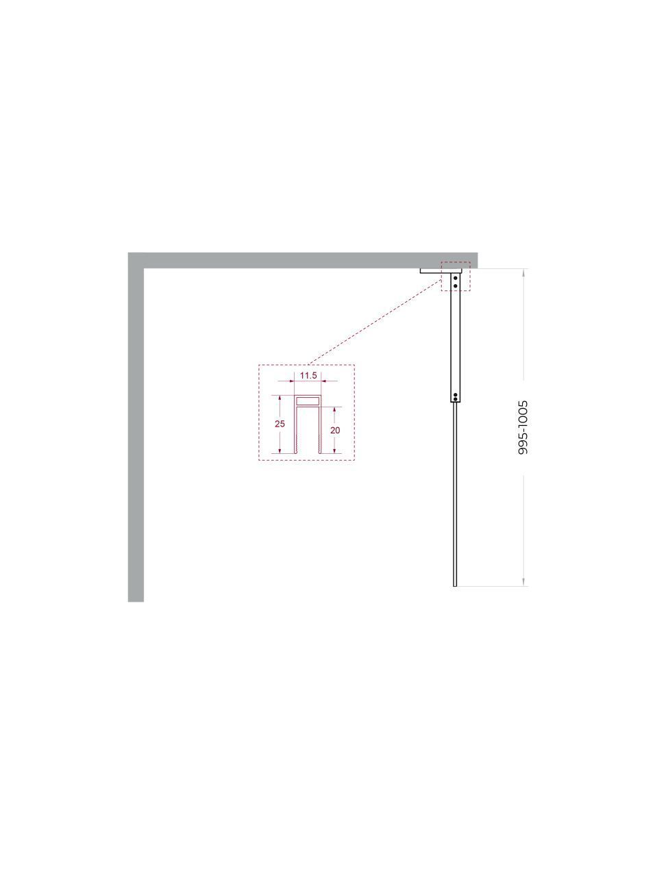 Душевая перегородка Belbagno UNO-L-1-TB-100-C-Cr 100x200 прозрачная, хром