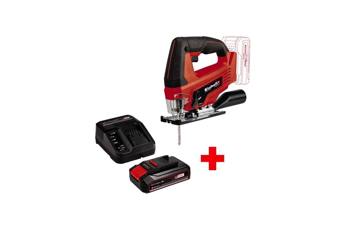 Аккумуляторный лобзик Einhell pxc tc-js 18 li, 70 мм, quick, маятник + 1 акк. pxc 2.5 Ач 18 В + ЗУ 3 А 4321209SET