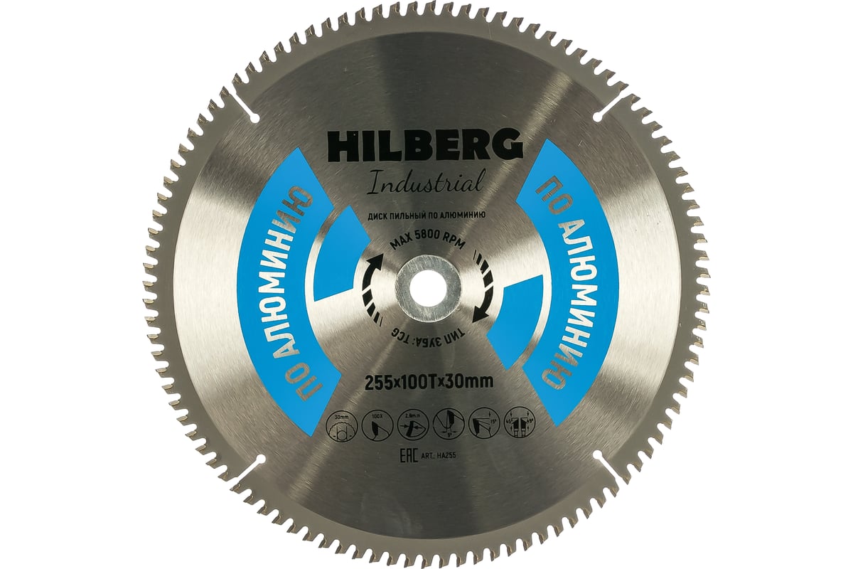 Диск пильный Industrial Алюминий (255x30 мм; 100Т) Hilberg HA255