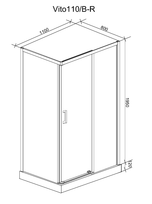 Душевой уголок Cerutti Vito 110x80 R, прозрачный, хром