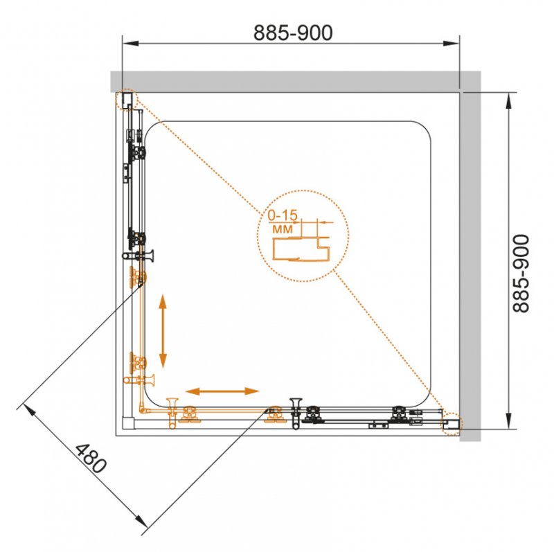 Душевой уголок Cezares Eco 90x90 ECO-O-A-2-90-C-NERO прозрачный