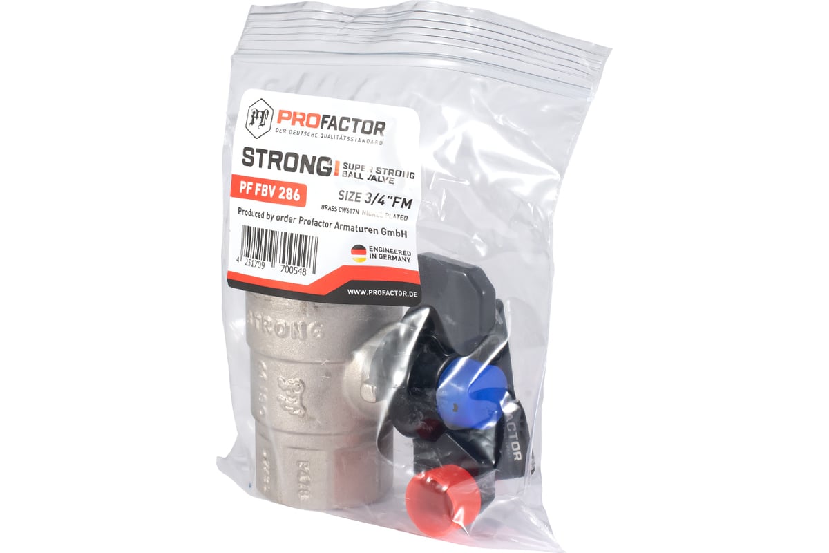 Шаровой кран PROFACTOR PF STRONG ручка бабочка в/н 3/4 дюйма PF FBV 286