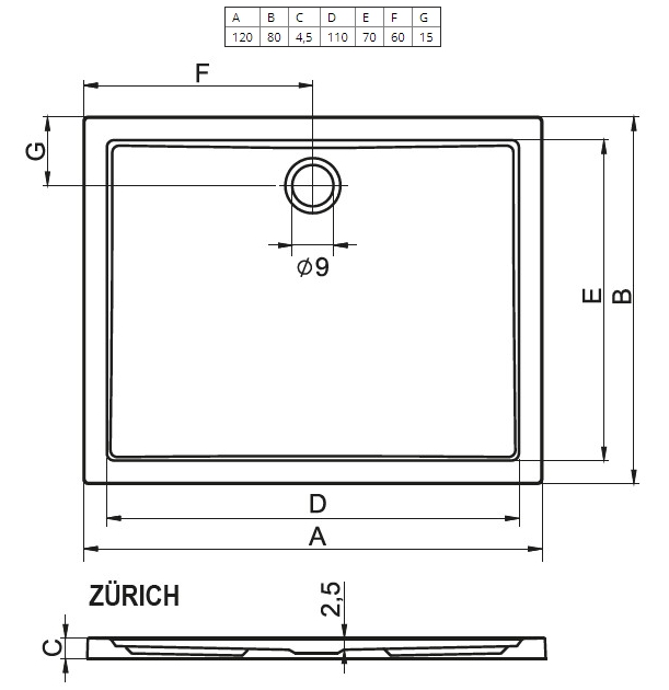 Поддон для душа Riho Zürich 274 120x80