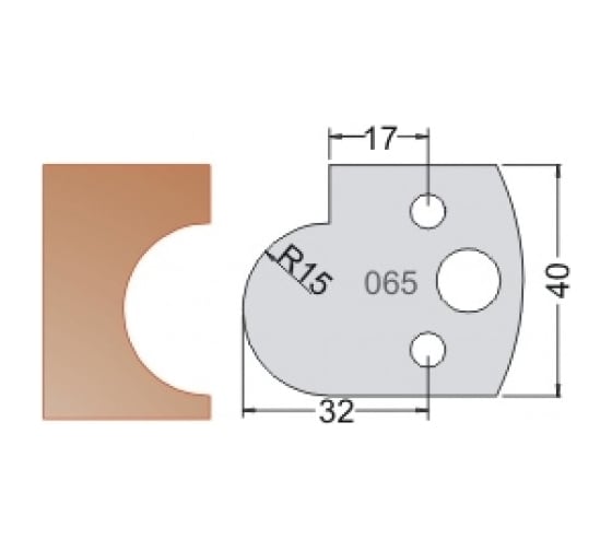 Нож мультисистема HSS галтель R15 40x20x4 мм Dimar 3306540
