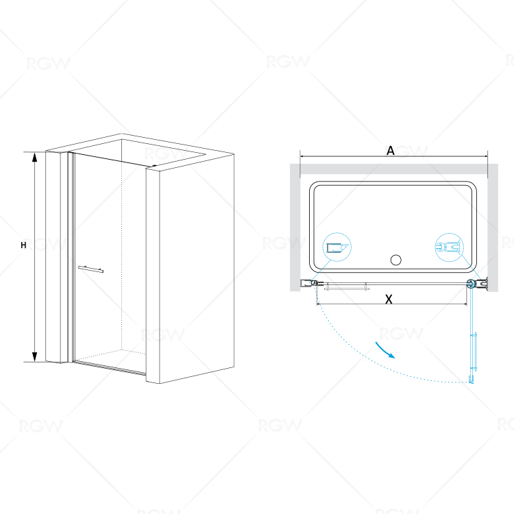 Душевая дверь RGW Passage PA-03 80x185 прозрачное, хром