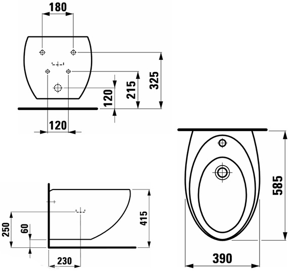 Подвесное биде Laufen Alessi 8.3097.1.400.304.1