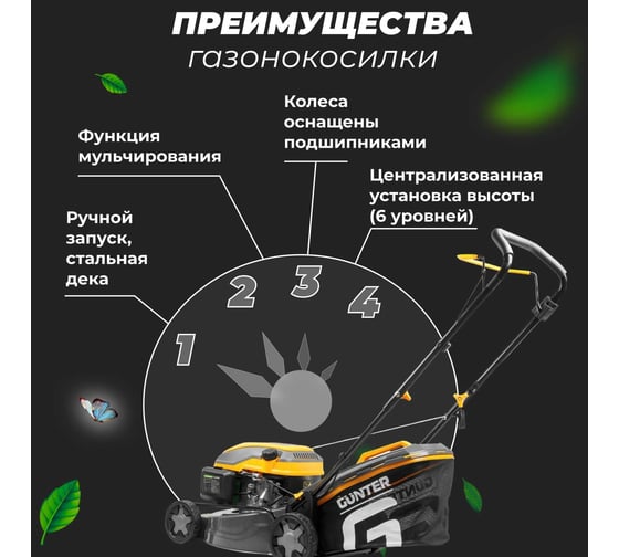 Бензиновая газонокосилка Gunter LMB-420 GU1557-3