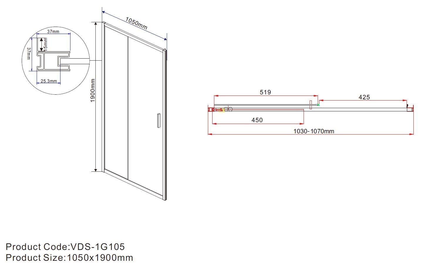 Душевая дверь Vincea Garda VDS-1G105CH 105x190 хром, шиншилла