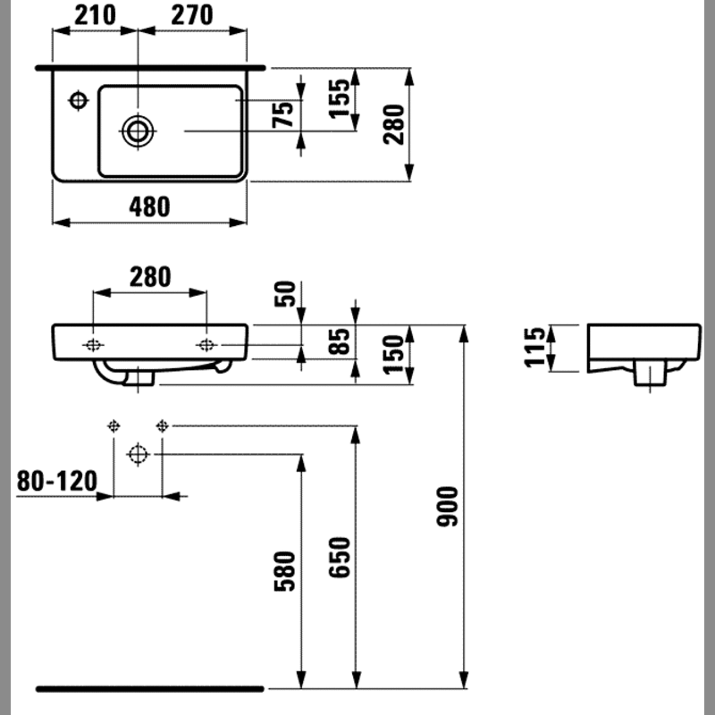 Раковина Laufen Pro 48x28 (левая) 8.1595.5.000.104.1