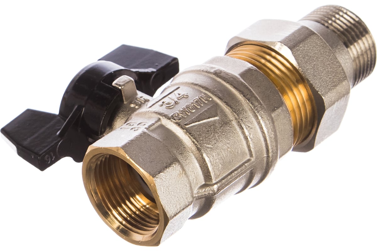 Шаровой кран ELSEN Strong T, 3/4", НВ, ручка-бабочка, с накидной гайкой EV34.3201