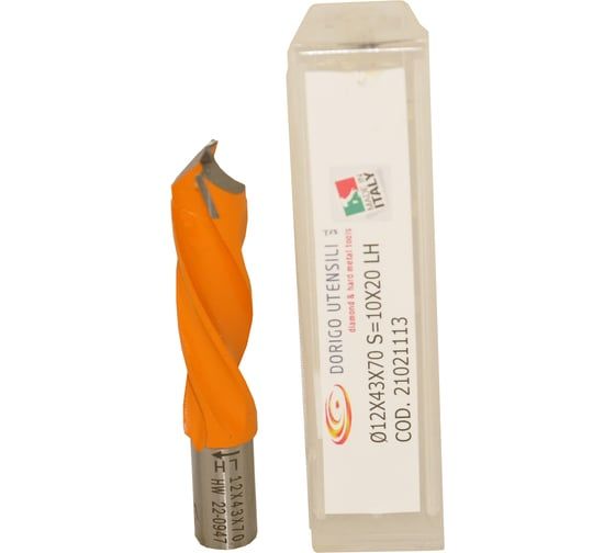 Сверло для глухих отверстий DORIGO HW Ø12x43x70 A.10x20 Z.2 LH 21021903