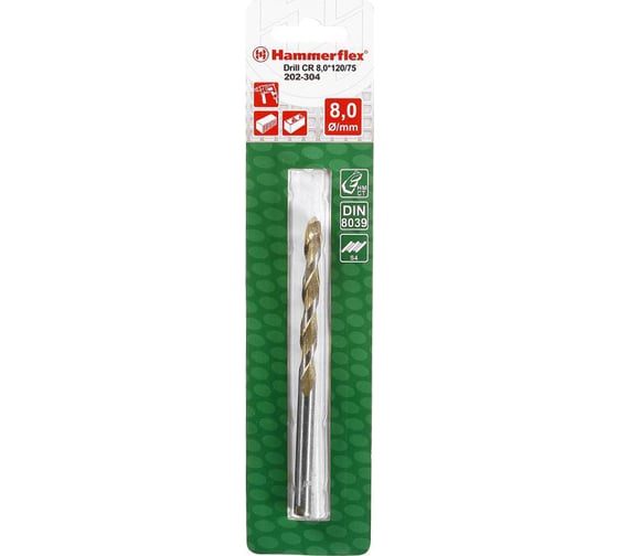Сверло по камню Flex 202-304 DR CR (8х75х120 мм; DIN8039; HRC-88-89) Hammer 30814