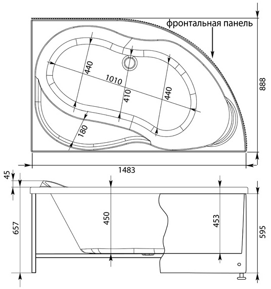 Акриловая ванна Aquanet Graciosa 150x90 R