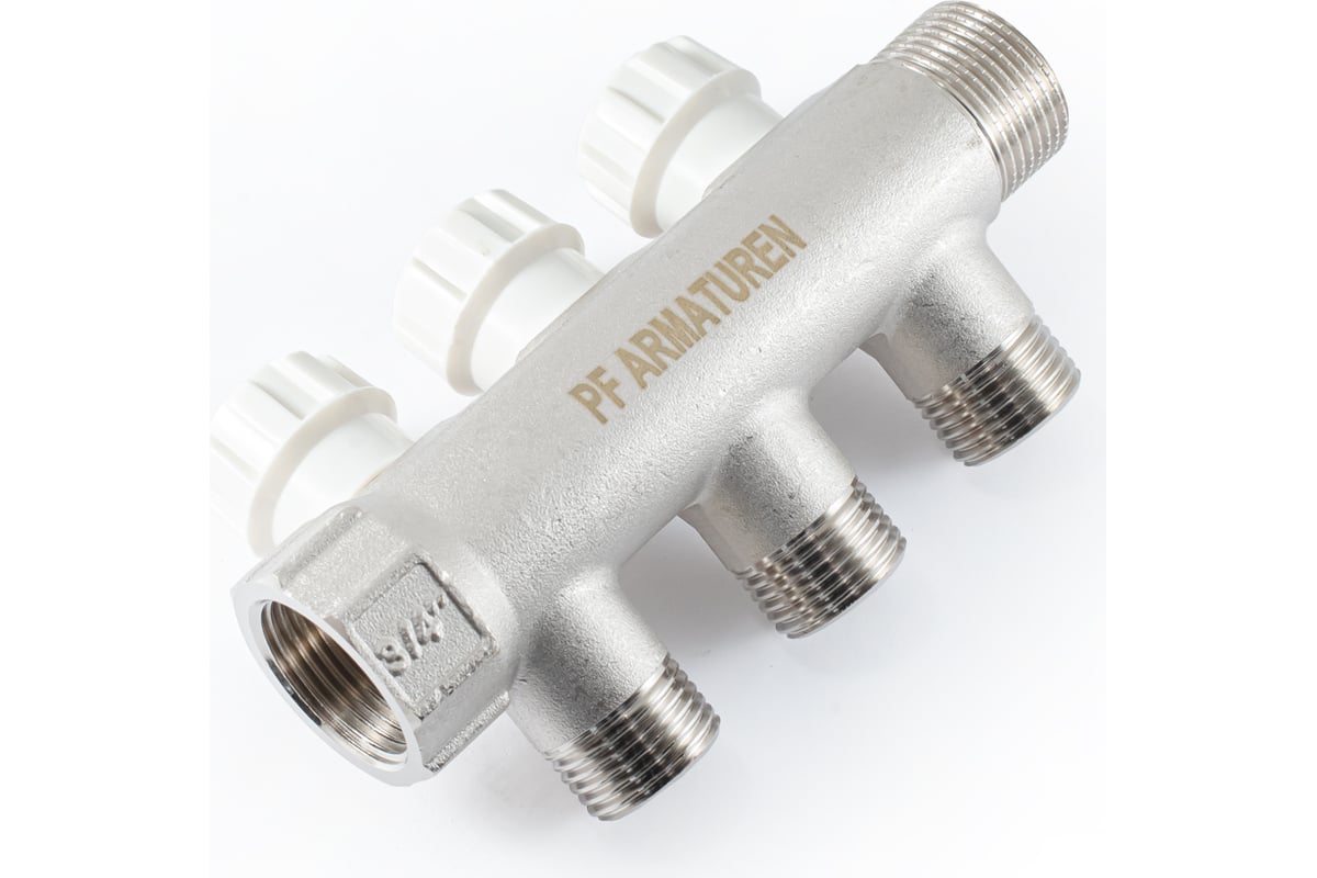 Коллектор с регулировочными вентилями PROFACTOR в/н 3/4" х 3 вых 1/2"нар PF MV 268.3
