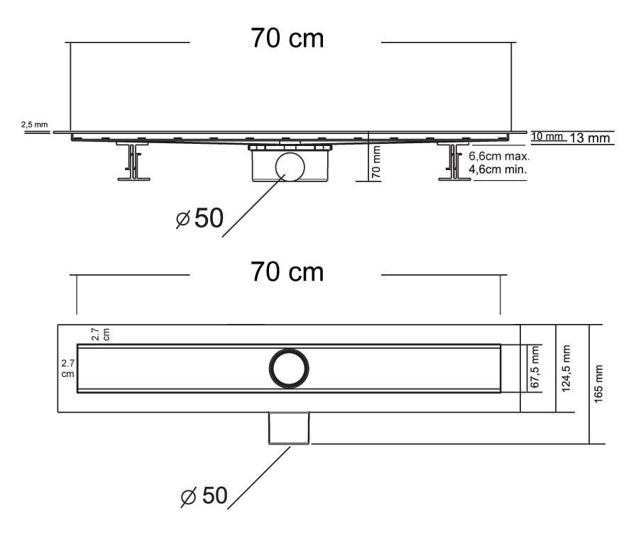 Душевой лоток Vincea Say Optima Nisangah SAY.601.70.P.NSNGH 70 см, хром