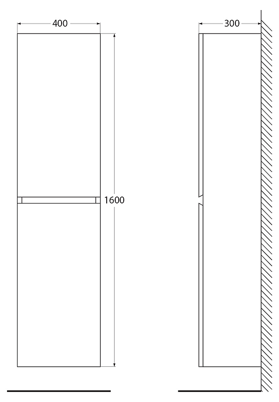 Шкаф пенал Cezares Molveno 40 см Legno Grigio, MOLVENO-1600-2A-SC-LG