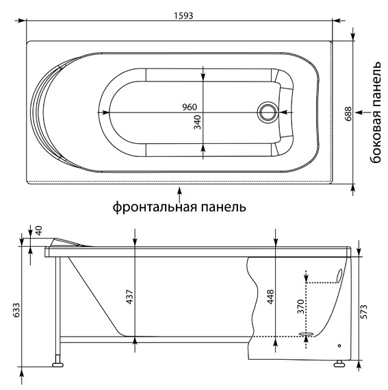 Акриловая ванна Aquanet Nord 160x70