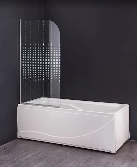 Шторка для ванны Parly F04 75x130 см прозрачная с рисунком, хром