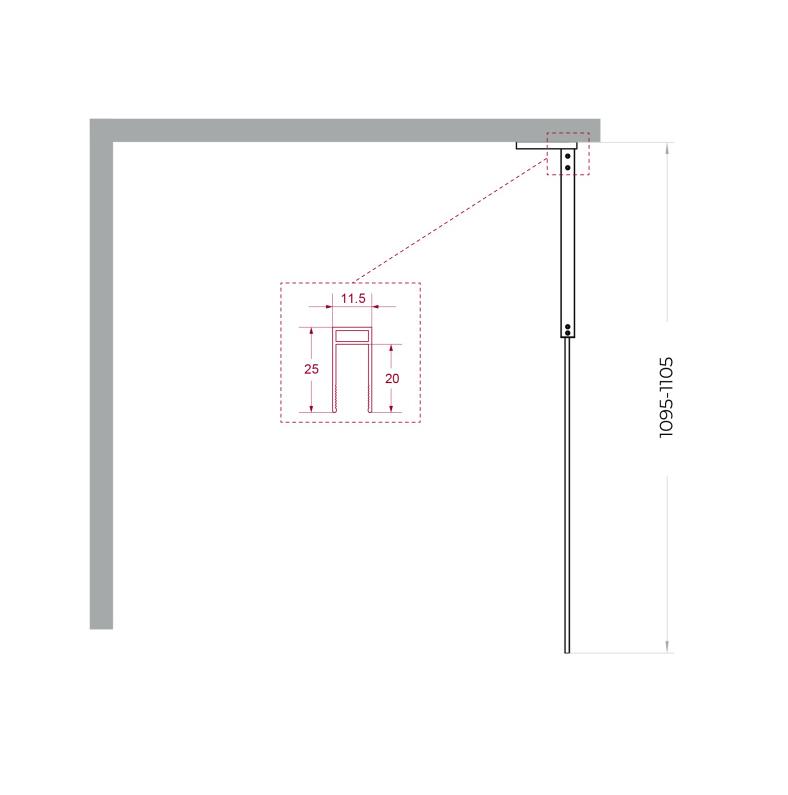Душевая перегородка Belbagno UNO-L-1-TB-110-GR-Cr 110x200 графит, хром