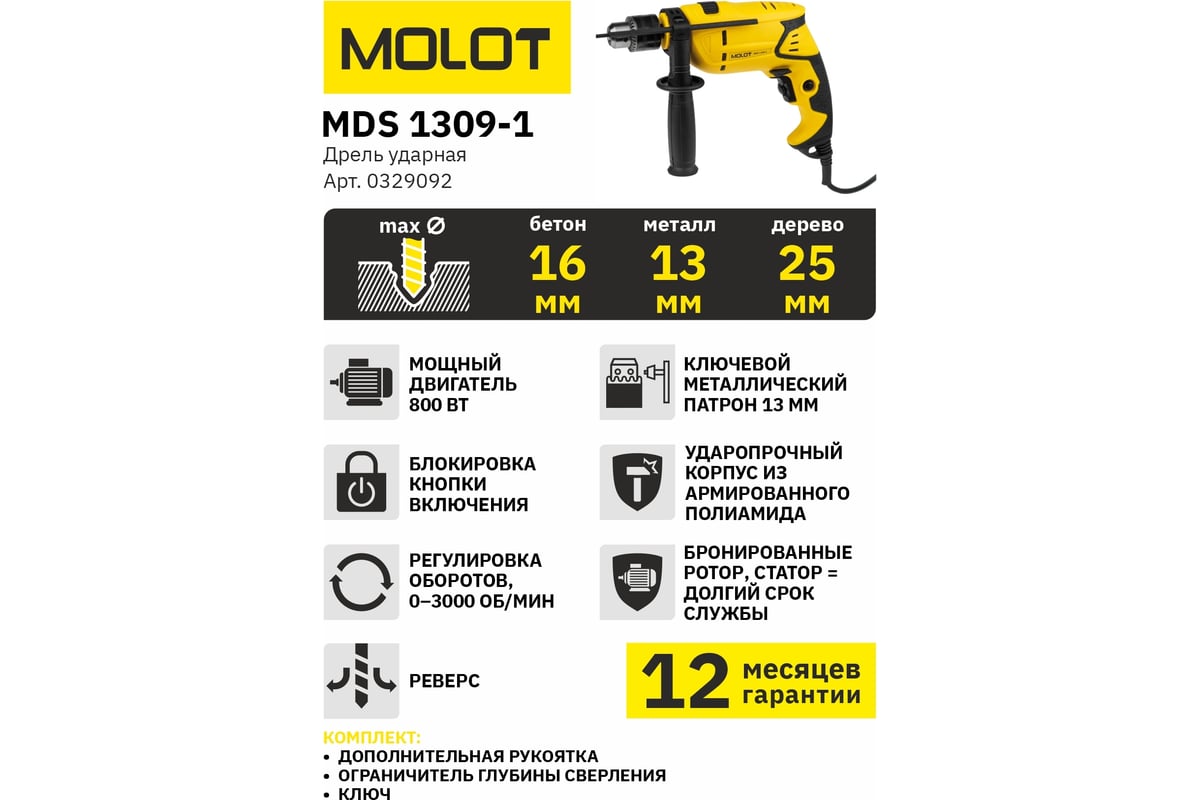 Ударная дрель Molot 0329092