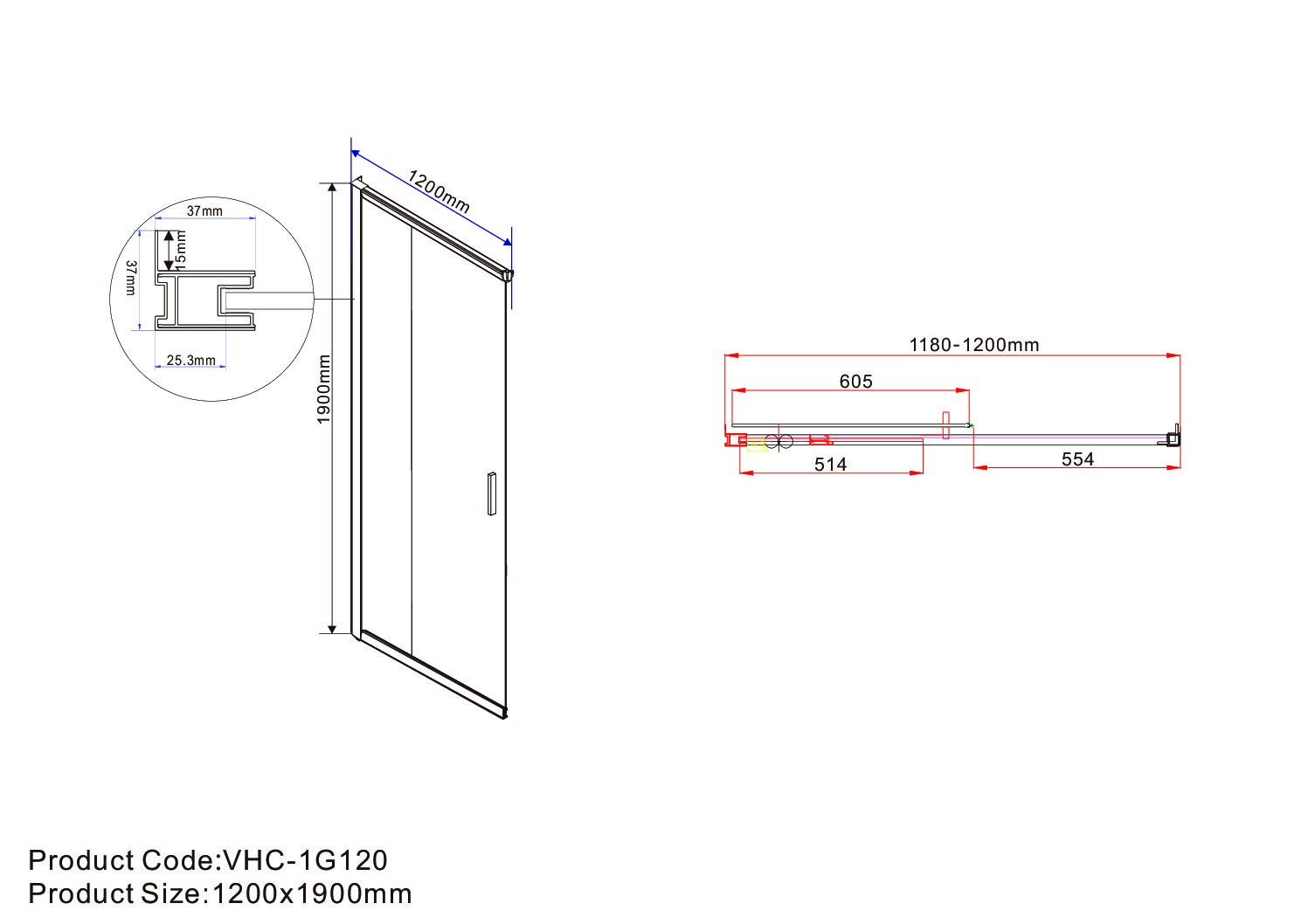 Душевой уголок Vincea Garda VSS-1G1212CLGM 120x120 вороненая сталь, прозрачный