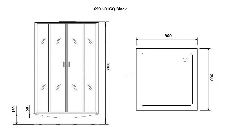 Душевая кабина Niagara Premium NG- 6902-01GQ BLACK 100x100