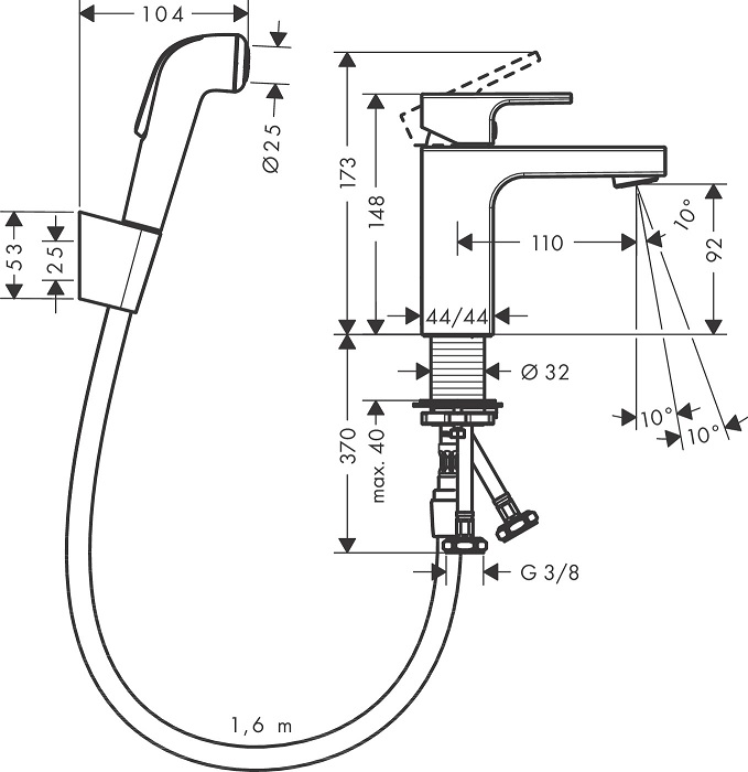 Смеситель Hansgrohe Vernis Shape 71216000 с душем, хром