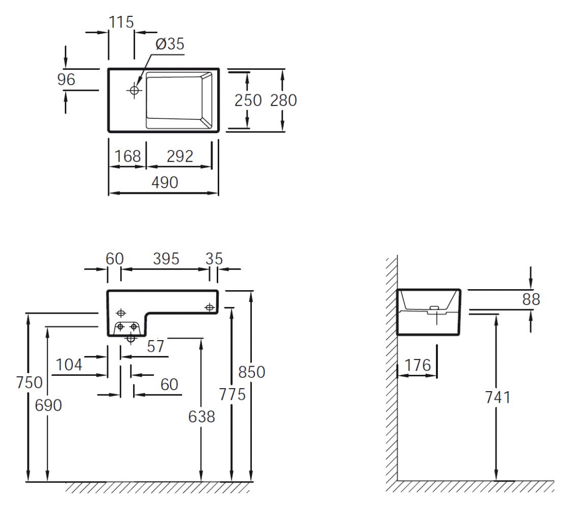 Раковина Jacob Delafon Terrace 50 см L EGA012-00