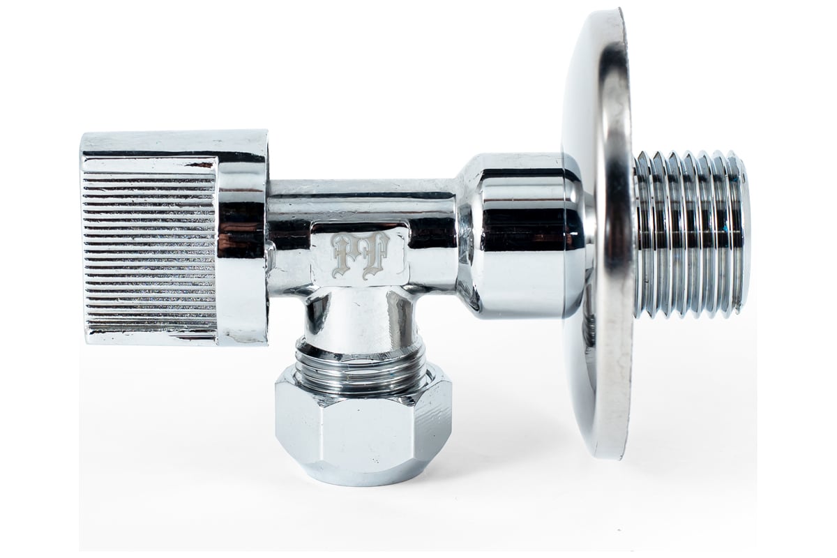 Угловой шаровой кран для бытовой техники PROFACTOR PF CHROME н/цанга 1/2 дюйма х 10 мм PF BAV 357C