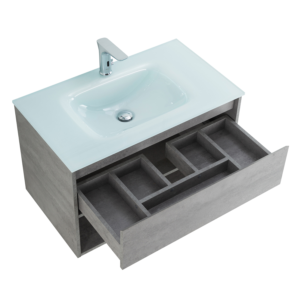 Тумба с раковиной BelBagno Kraft 80 см 1 ящик, полка Cemento Grigio