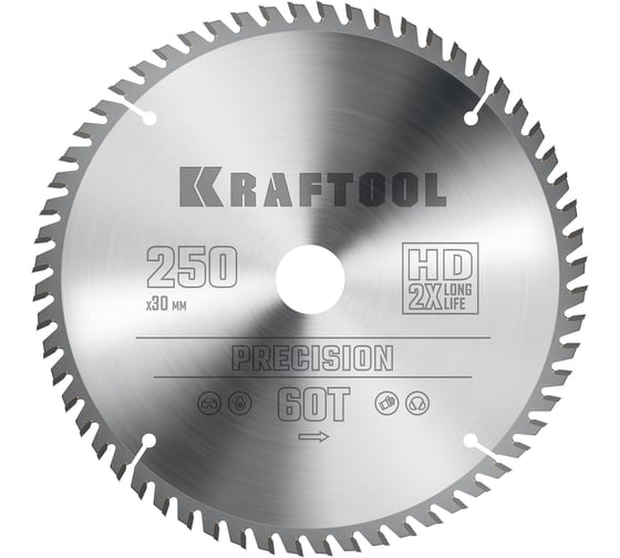 Диск пильный по дереву Precission 250x30 мм, 60Т Kraftool 36952-250-30